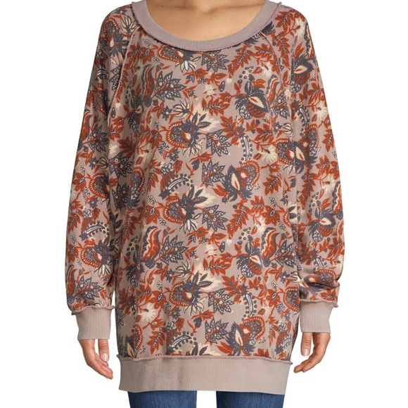 FREE PEOPLE RAGLAN SLEEVE FLORAL SWEATER - Picture 4 of 8